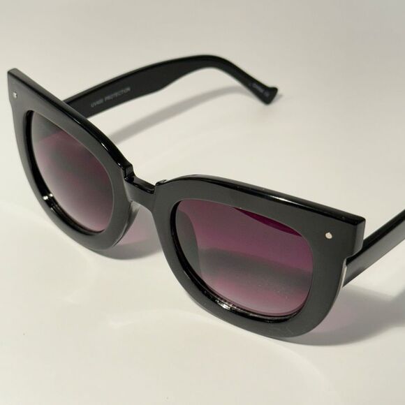1636 NEW Oversized Black Cat Eye Sunglasses UV Protection Sexy Chic Style - Picture 7 of 9